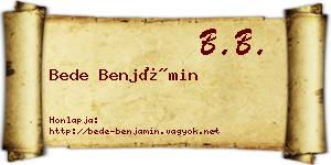 Bede Benjámin névjegykártya